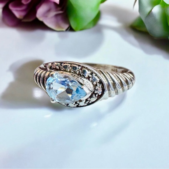 Blue Topaz Sterling Silver Ring (7) - Picture 2 of 14